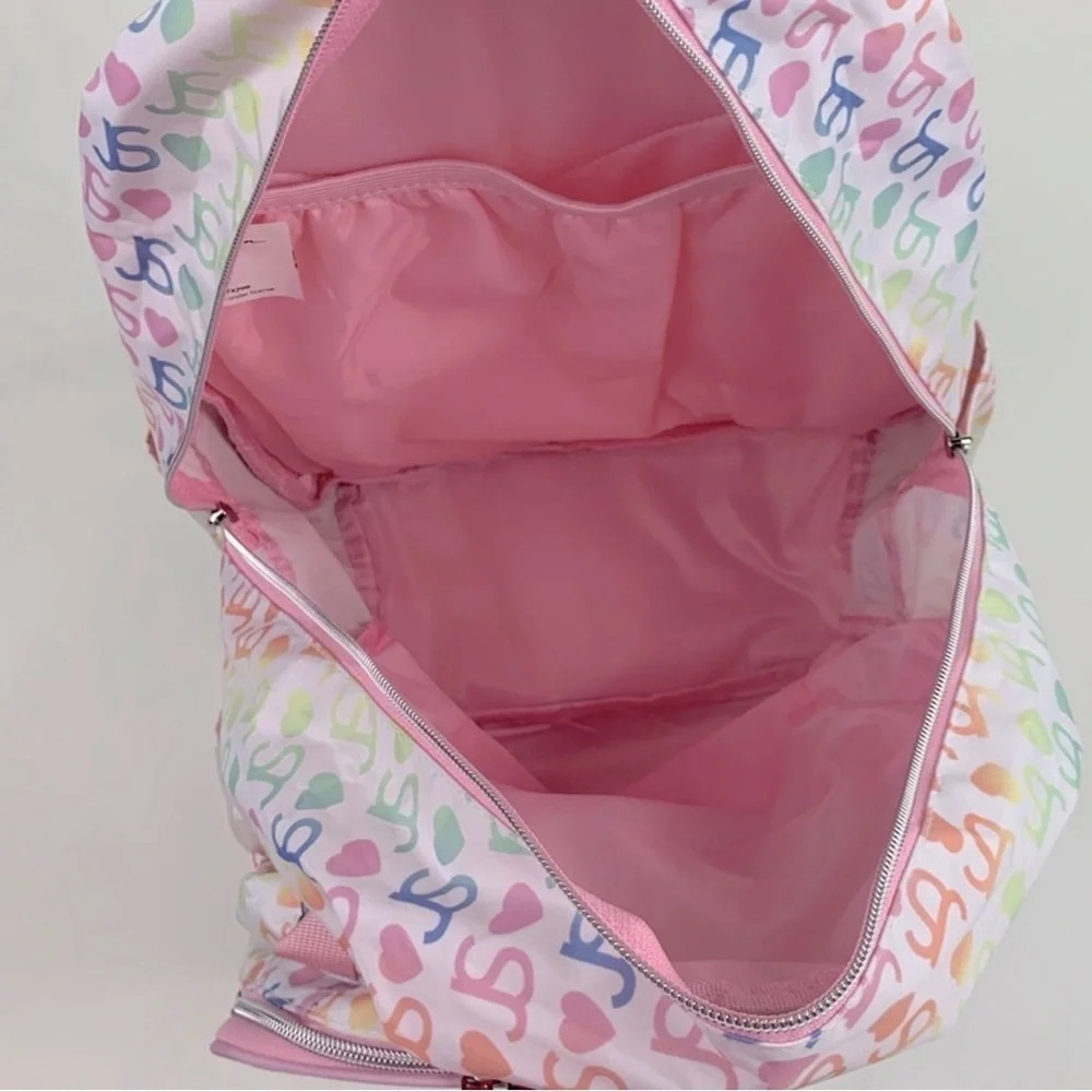 Jessica Simpson Pink Pastel Logo Full Size Backpack and Lunch Bag Set- NWT